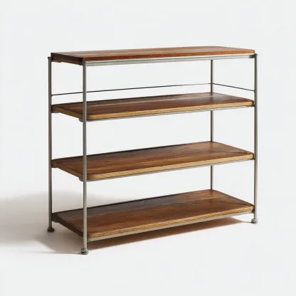 Zapatero metal - madera 75x28x80 cm - nogal - plateado - adecuados para entrada - diseño abierto-Nestupyard