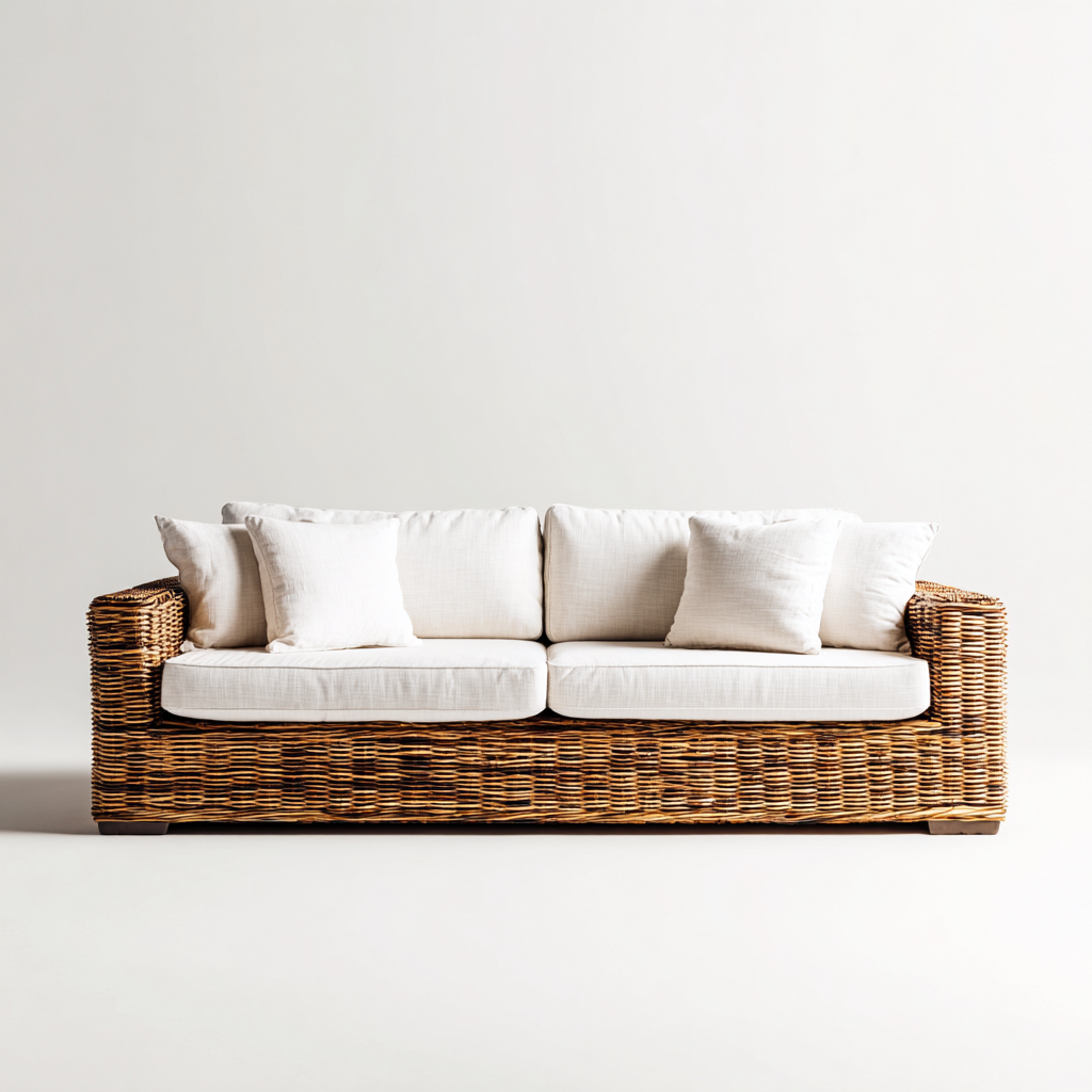 Sofá de jardín sofá ratán 200x90x85 cm - beige - para jardín exterior - diseño moderno-Nestupyard