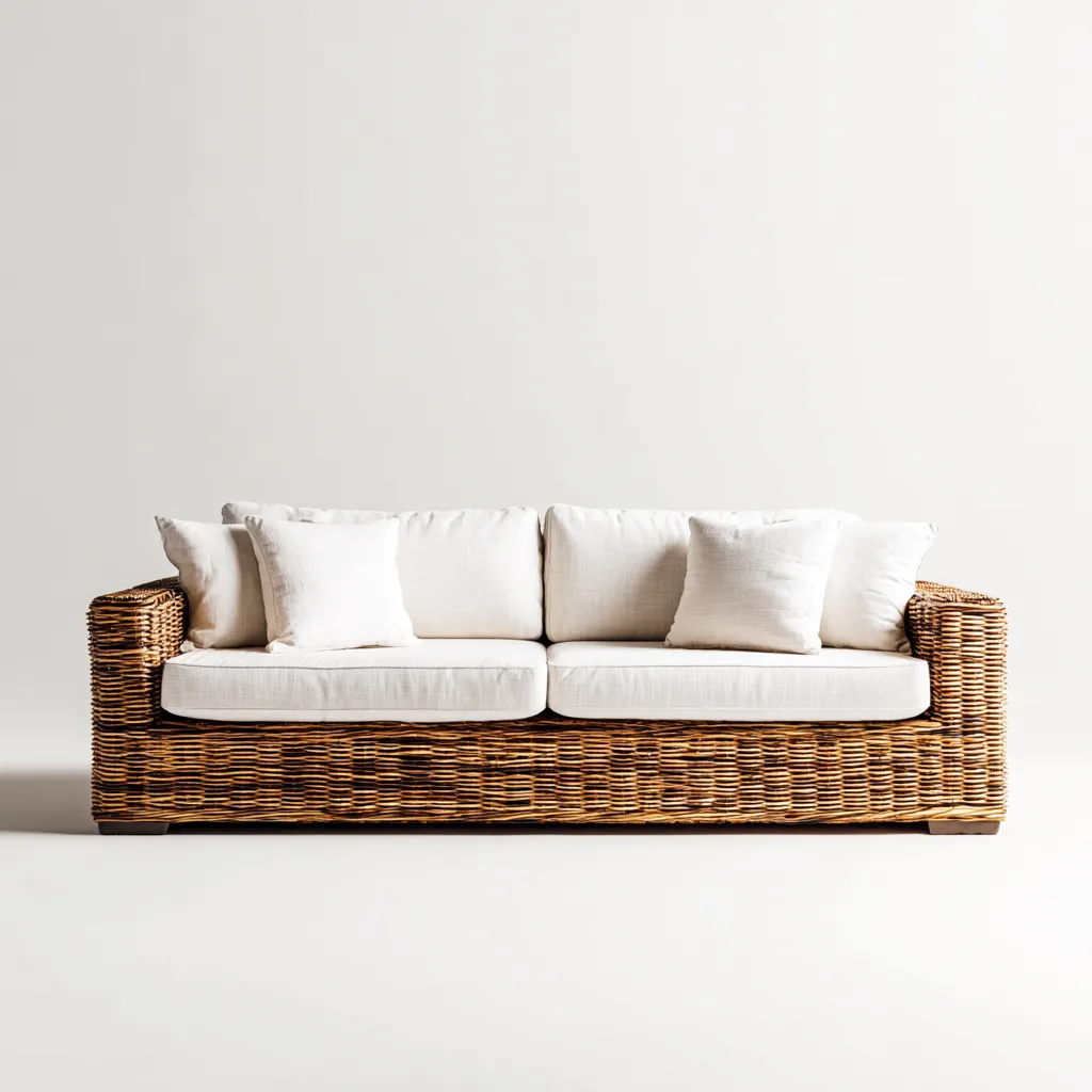 Sofá de jardín sofá ratán 200x90x85 cm - beige - para jardín exterior - diseño moderno-Nestupyard