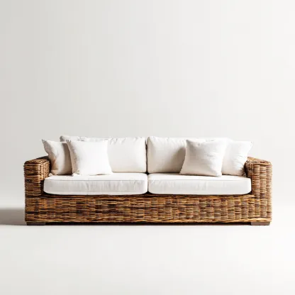 Sofá de jardín sofá ratán 200x90x85 cm - beige - para jardín exterior - diseño moderno-Nestupyard