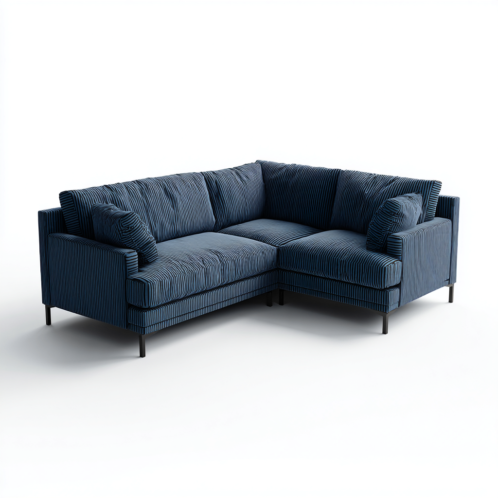 Sofá rinconero chenilla 266x168x83 cm azul oscuro diseño moderno para sala de estar-Nestupyard