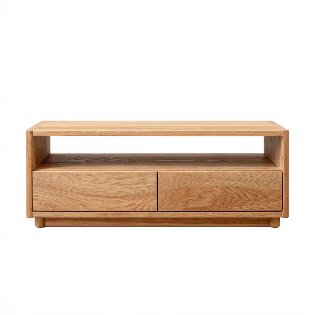 Mueble de TV - Madera maciza - 120x40x45 cm - Color madera natural - Diseño moderno para sala de estar-Nestupyard