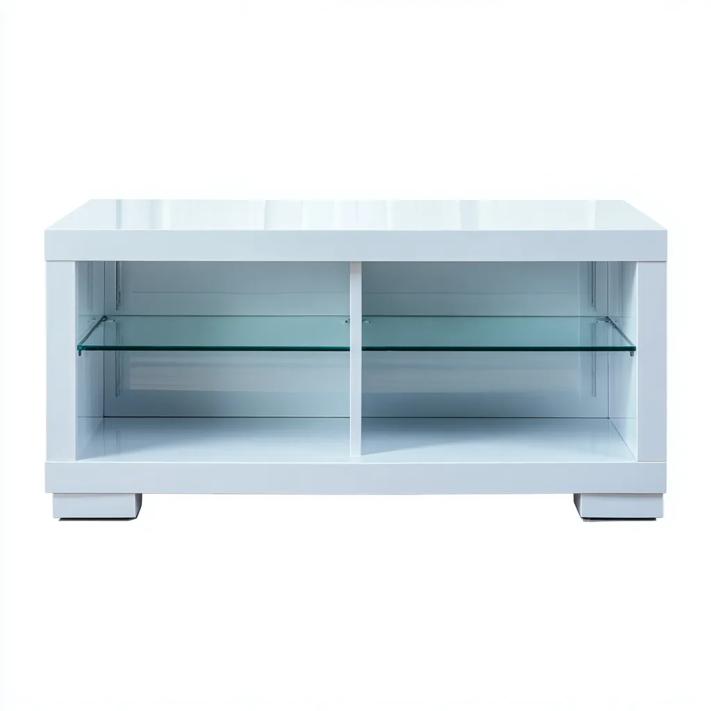 Mueble de TV madera y vidrio 135x45x55 cm - blanco - diseño moderno para salón-Nestupyard