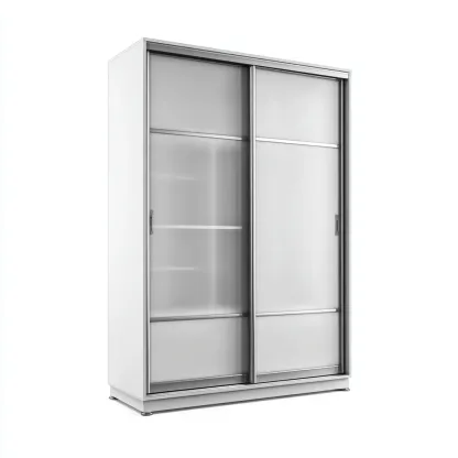 Armario blanco con puertas correderas acristaladas 117x59x192 cm - Blanco - Gris - Para dormitorio - Diseño moderno-Nestupyard
