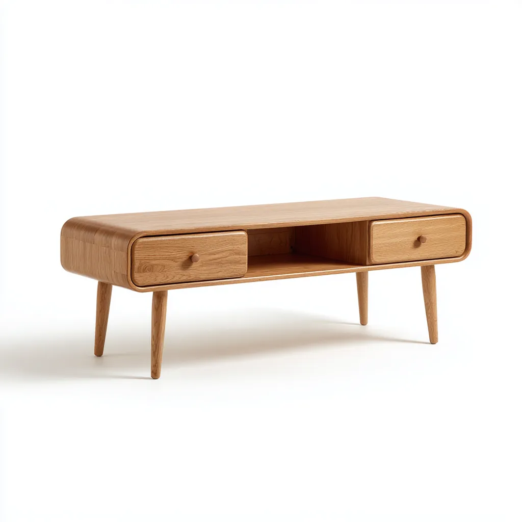 Mueble de TV - Madera maciza - 110x40x45 cm - Color madera natural - Diseño moderno para sala de estar-Nestupyard