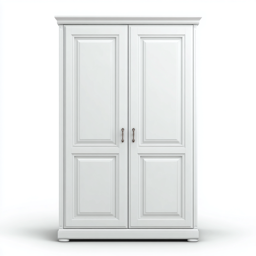 Armario clásico blanco con paneles decorativos 104x58x192 cm - Blanco - Para dormitorio - Diseño clásico-Nestupyard