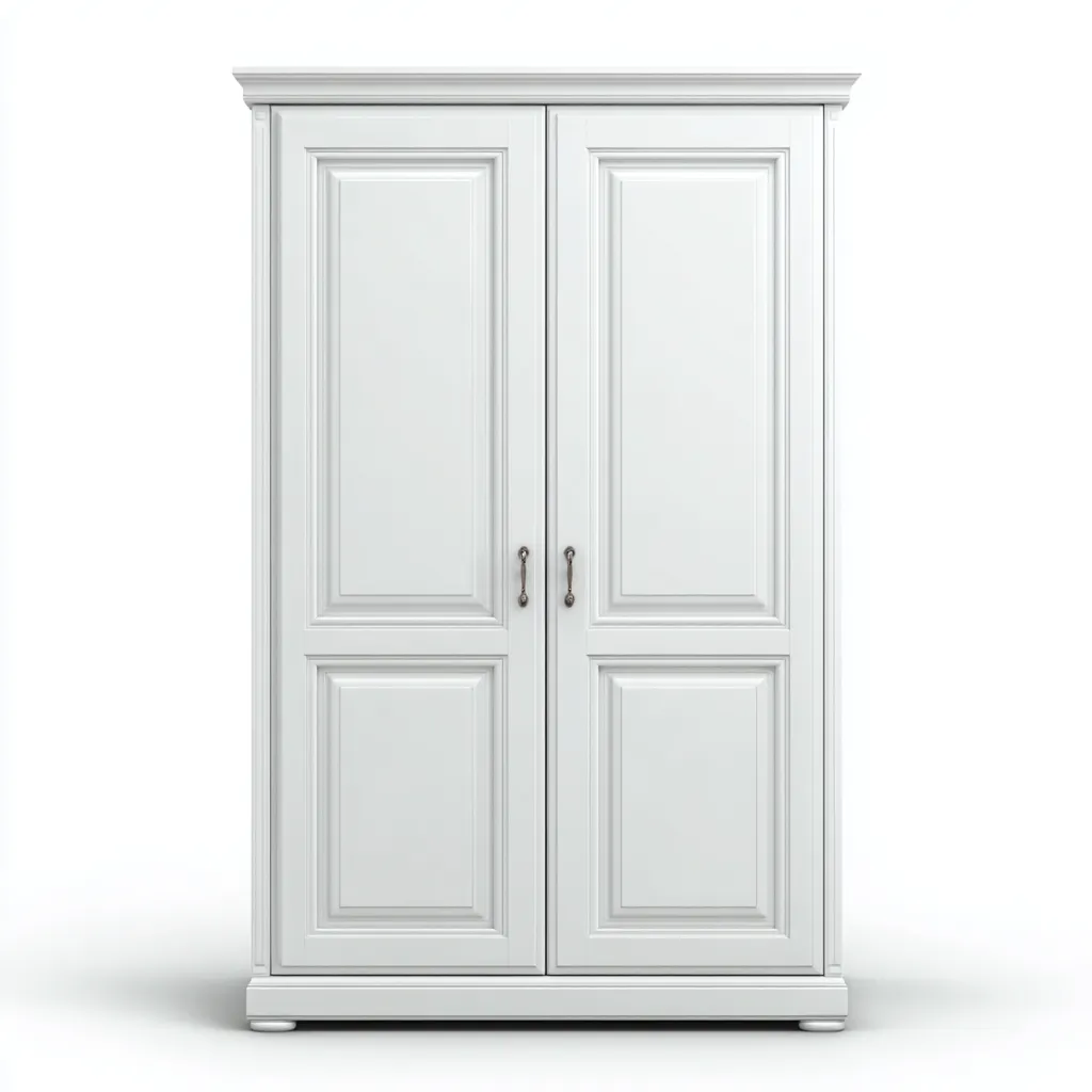 Armario clásico blanco con paneles decorativos 104x58x192 cm - Blanco - Para dormitorio - Diseño clásico-Nestupyard