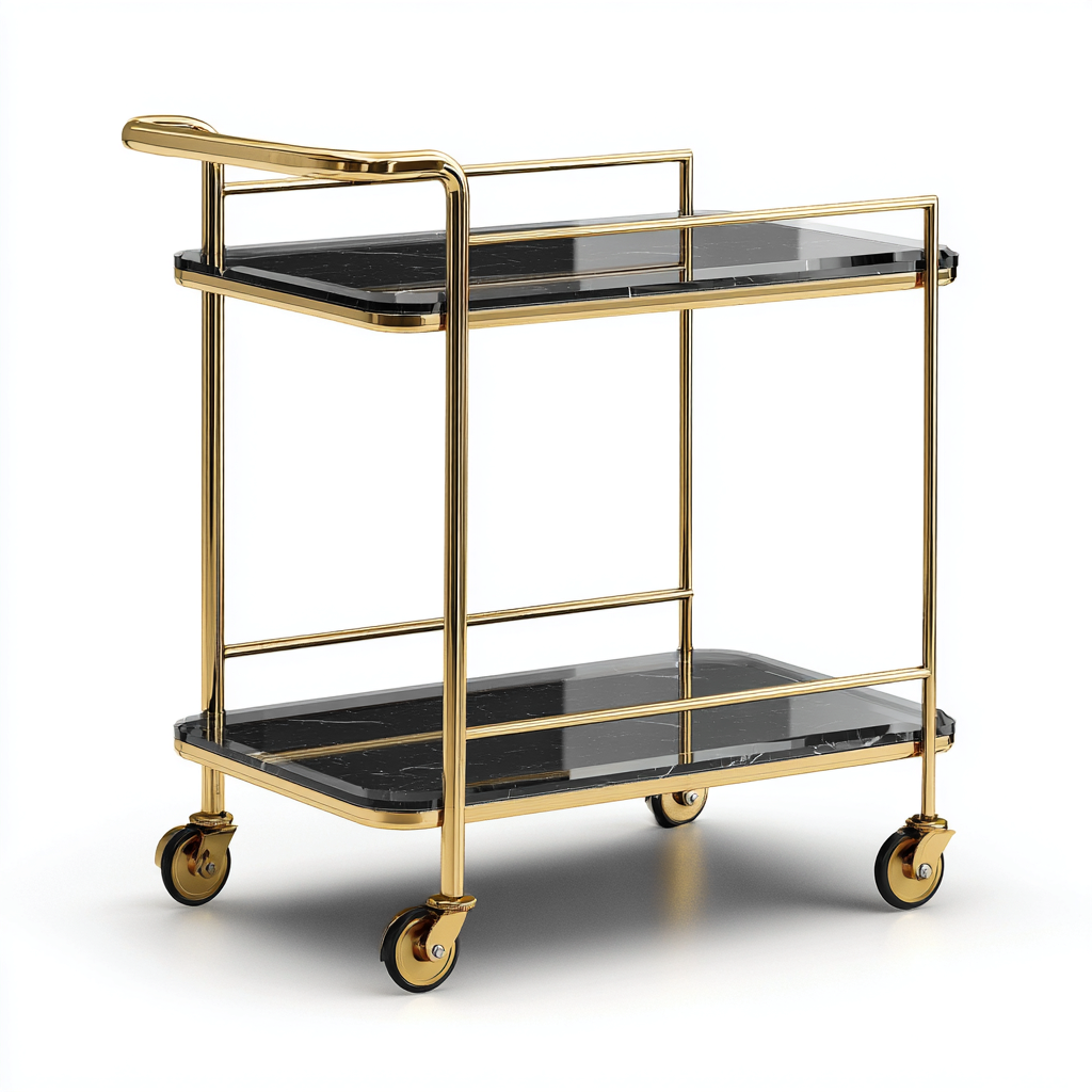 Carrito de cocina metal - mármol 70x40x88 cm - dorado - negro - apto para cocina - diseño elegante-Nestupyard