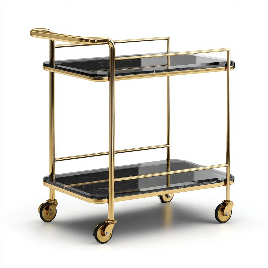 Carrito de cocina metal - mármol 70x40x88 cm - dorado - negro - apto para cocina - diseño elegante-Nestupyard