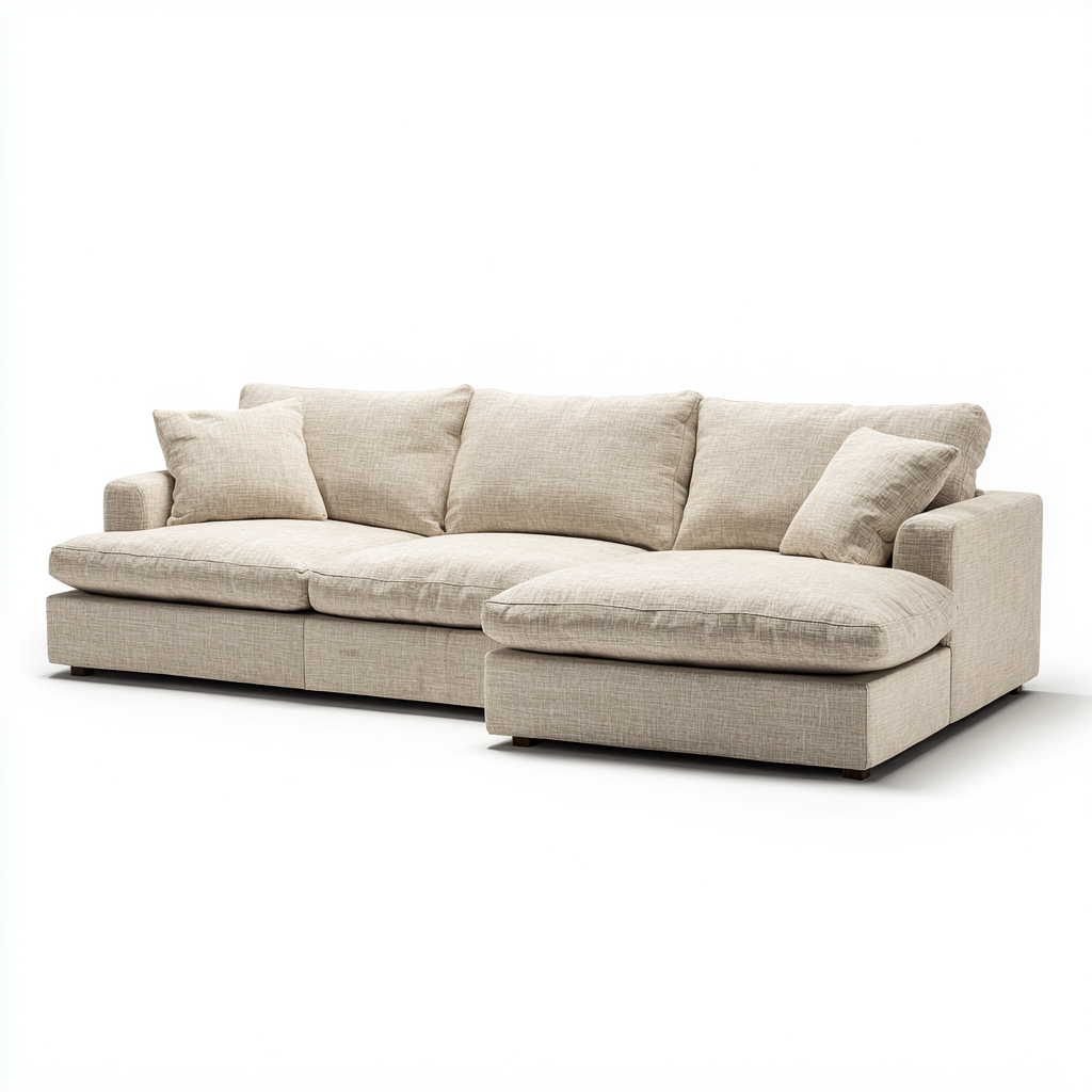 Sofá rinconero tapizado tela 290x170x85 cm - beige - diseño moderno para salón-Nestupyard