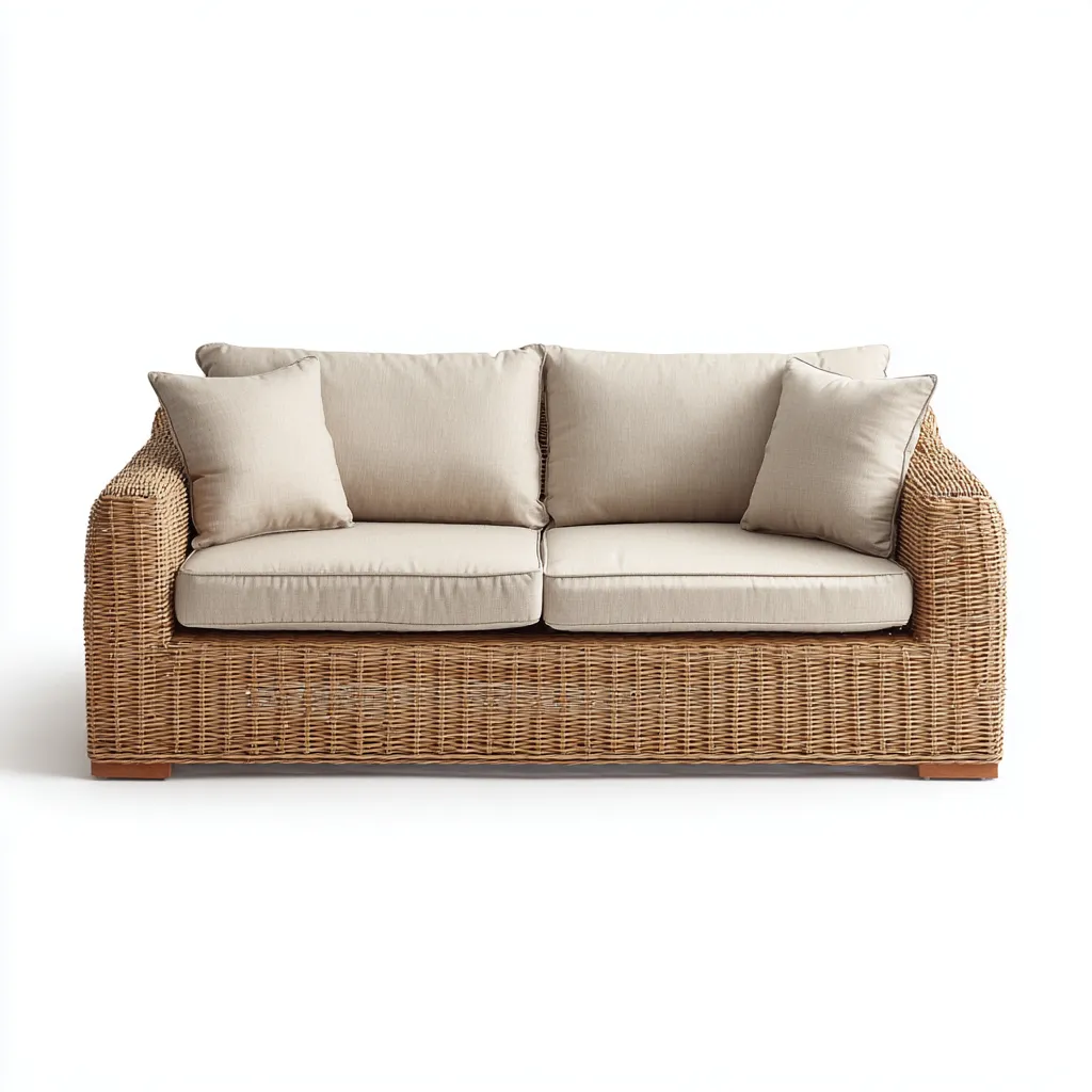 Sofá de jardín ratán 200x88x90 cm - natural - beige - apto para exterior - diseño contemporáneo-Nestupyard