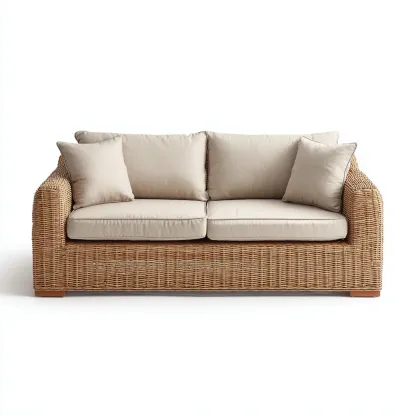 Sofá de jardín ratán 200x88x90 cm - natural - beige - apto para exterior - diseño contemporáneo-Nestupyard