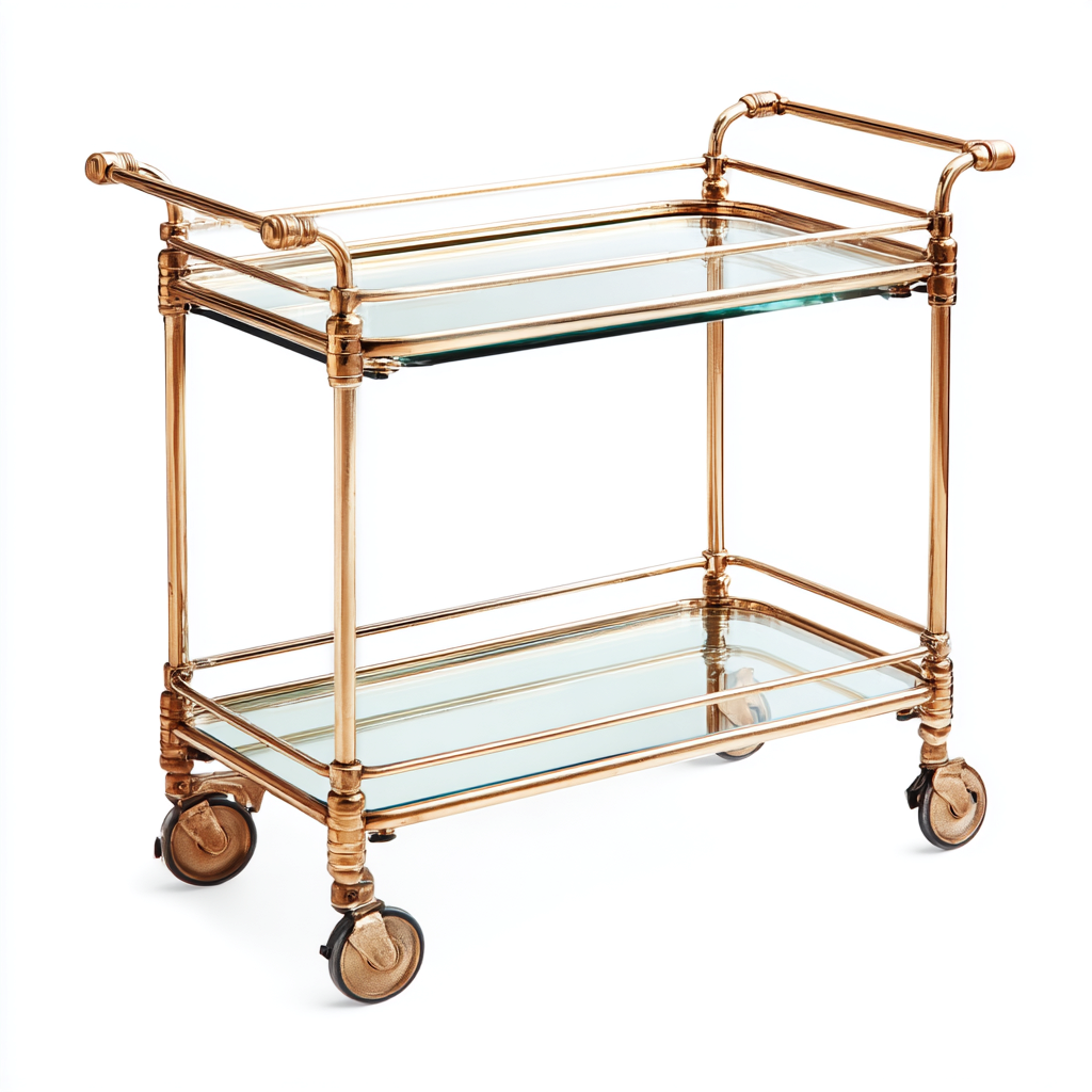 Carrito de cocina metal - cristal 72x42x90 cm - dorado - transparente - apto para cocina - diseño elegante-Nestupyard