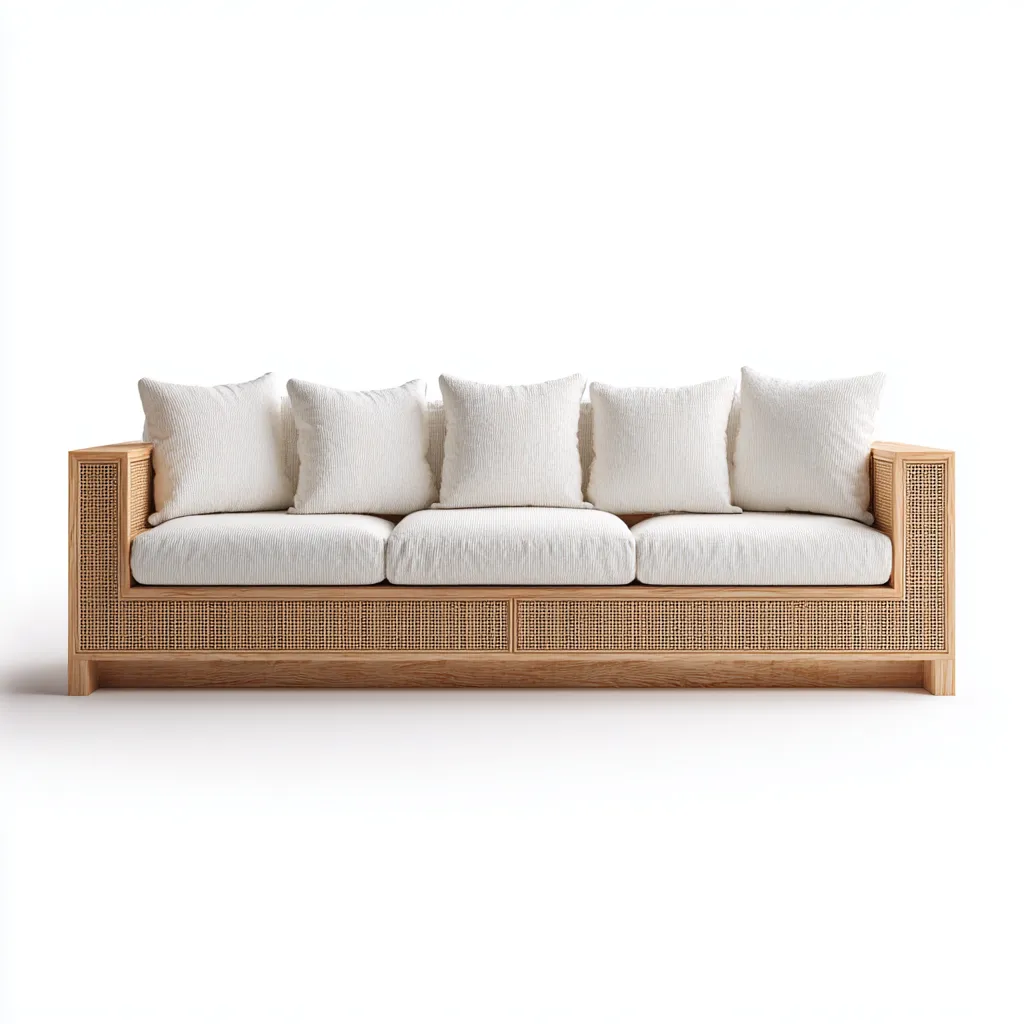 Sofá de jardín sofá ratán 210x90x85 cm - beige - para jardín exterior - diseño moderno-Nestupyard