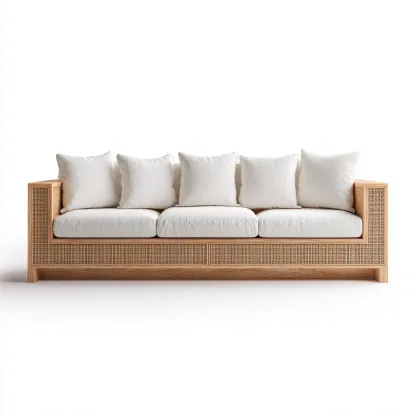 Sofá de jardín sofá ratán 210x90x85 cm - beige - para jardín exterior - diseño moderno-Nestupyard