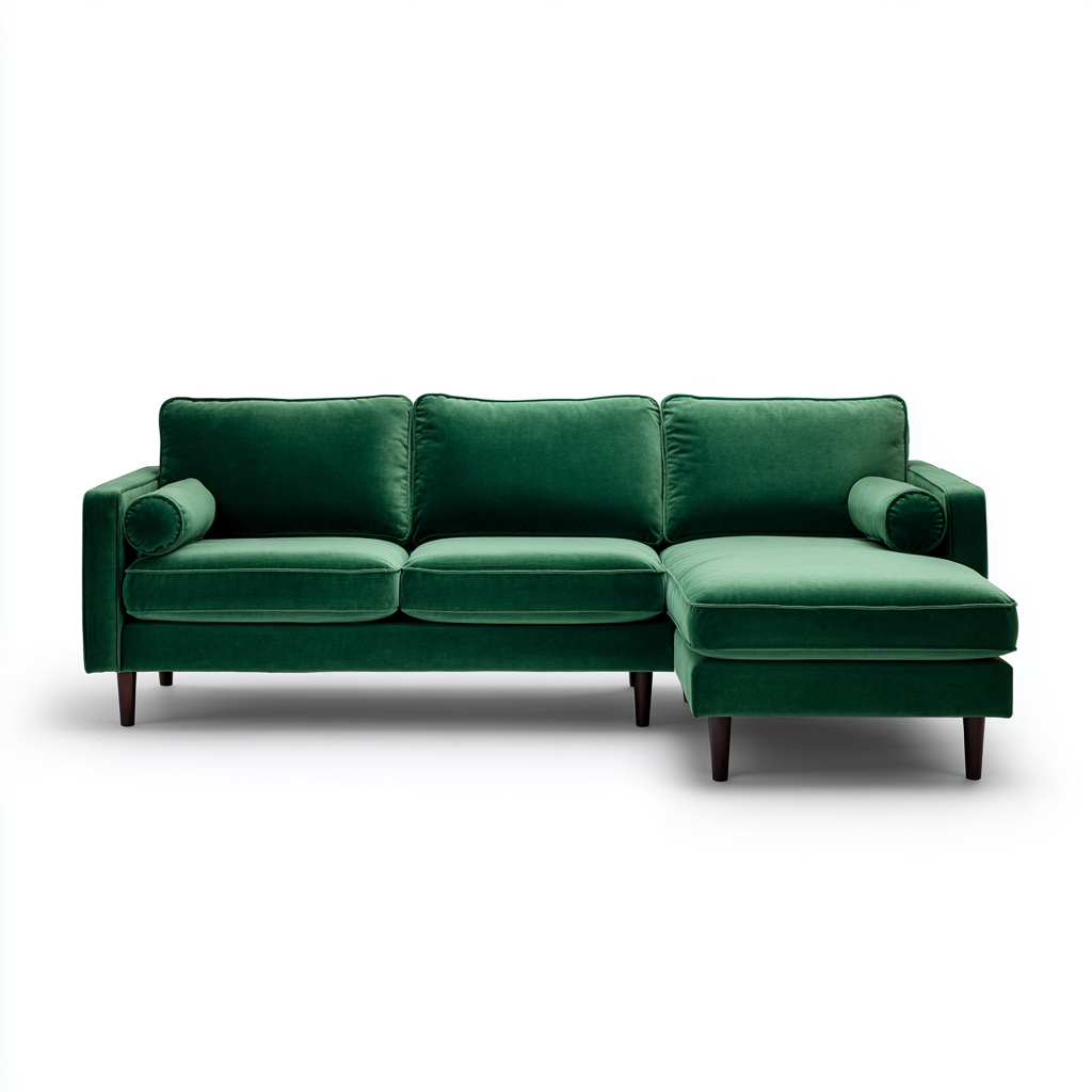 Sofá rinconero terciopelo 260x150x85 cm verde diseño moderno para sala de estar-Nestupyard
