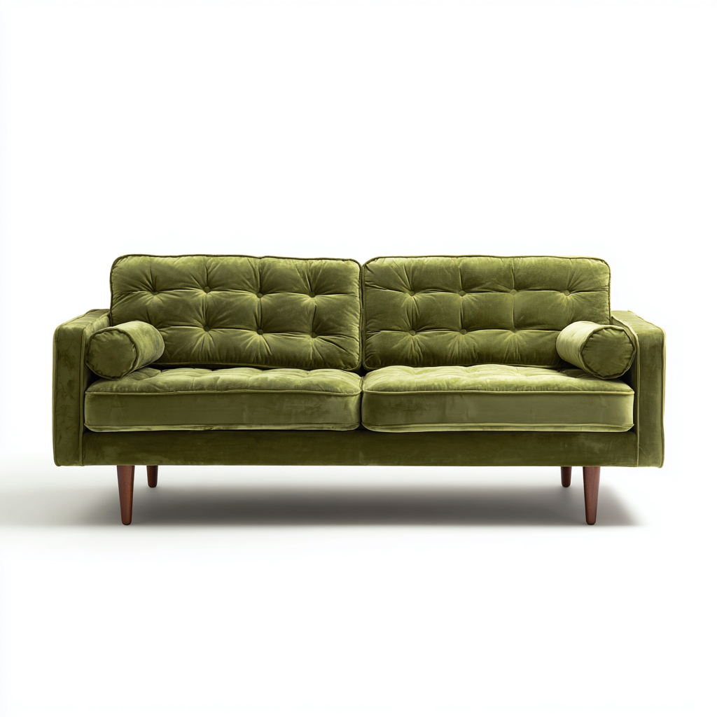 Sofá de 2 plazas terciopelo 160x88x84 cm - verde oliva - diseño moderno para salón-Nestupyard