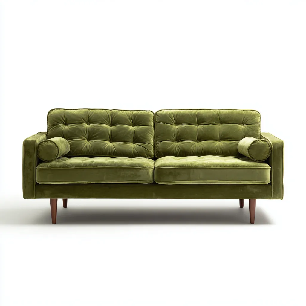 Sofá de 2 plazas terciopelo 160x88x84 cm - verde oliva - diseño moderno para salón-Nestupyard