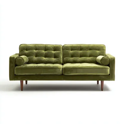 Sofá de 2 plazas terciopelo 160x88x84 cm - verde oliva - diseño moderno para salón-Nestupyard