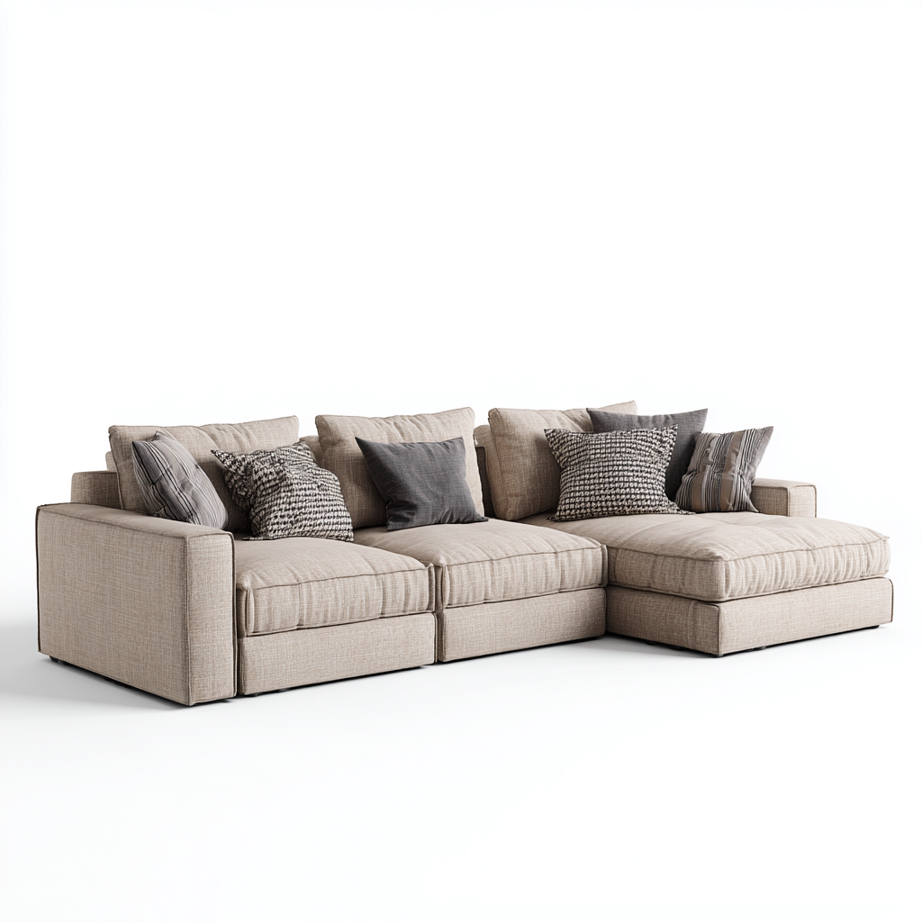 Sofá rinconero tapizado tela 300x185x88 cm - beige - diseño moderno para salón-Nestupyard