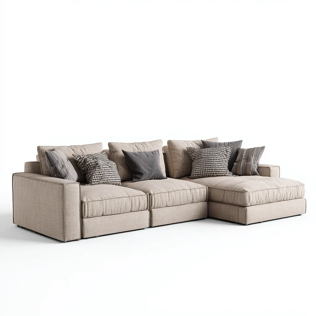 Sofá rinconero tapizado tela 300x185x88 cm - beige - diseño moderno para salón-Nestupyard