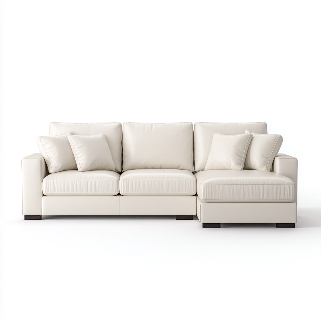 Sofá rinconero piel sintética 286x170x86 cm blanco diseño moderno para sala de estar-Nestupyard