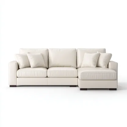 Sofá rinconero piel sintética 286x170x86 cm blanco diseño moderno para sala de estar-Nestupyard