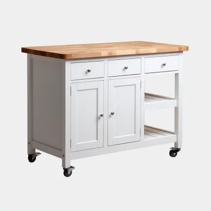 Isla de cocina madera 115x50x90 cm - blanco - roble - apta para cocina - diseño funcional-Nestupyard