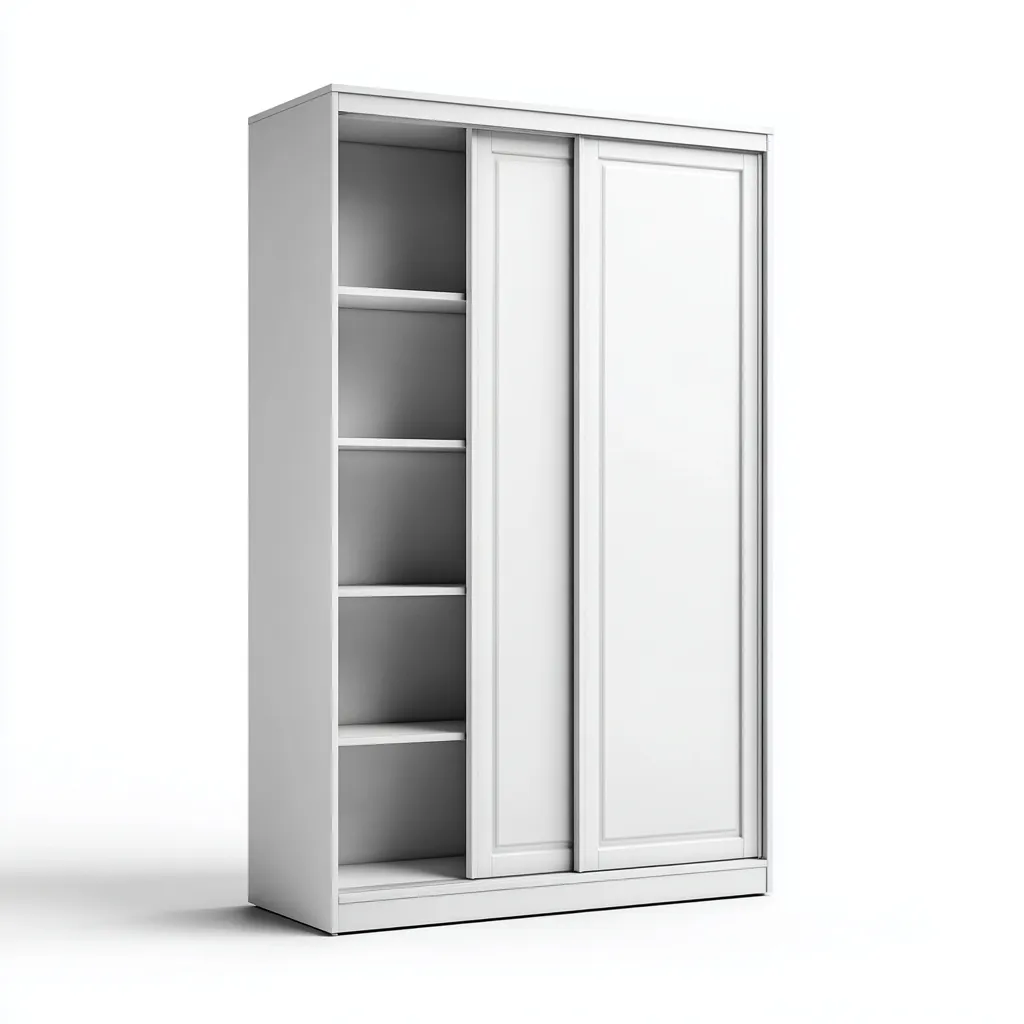 Armario con puertas correderas 120x80x190 cm - Blanco - Para dormitorio - Diseño moderno-Nestupyard