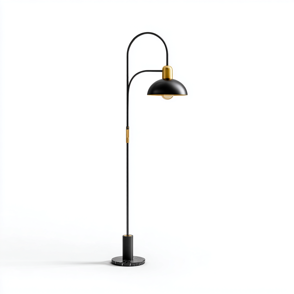 Lampara de pie metal marmol 165x28 cm - negro - adecuada para salon - dormitorio - diseño moderno-Nestupyard