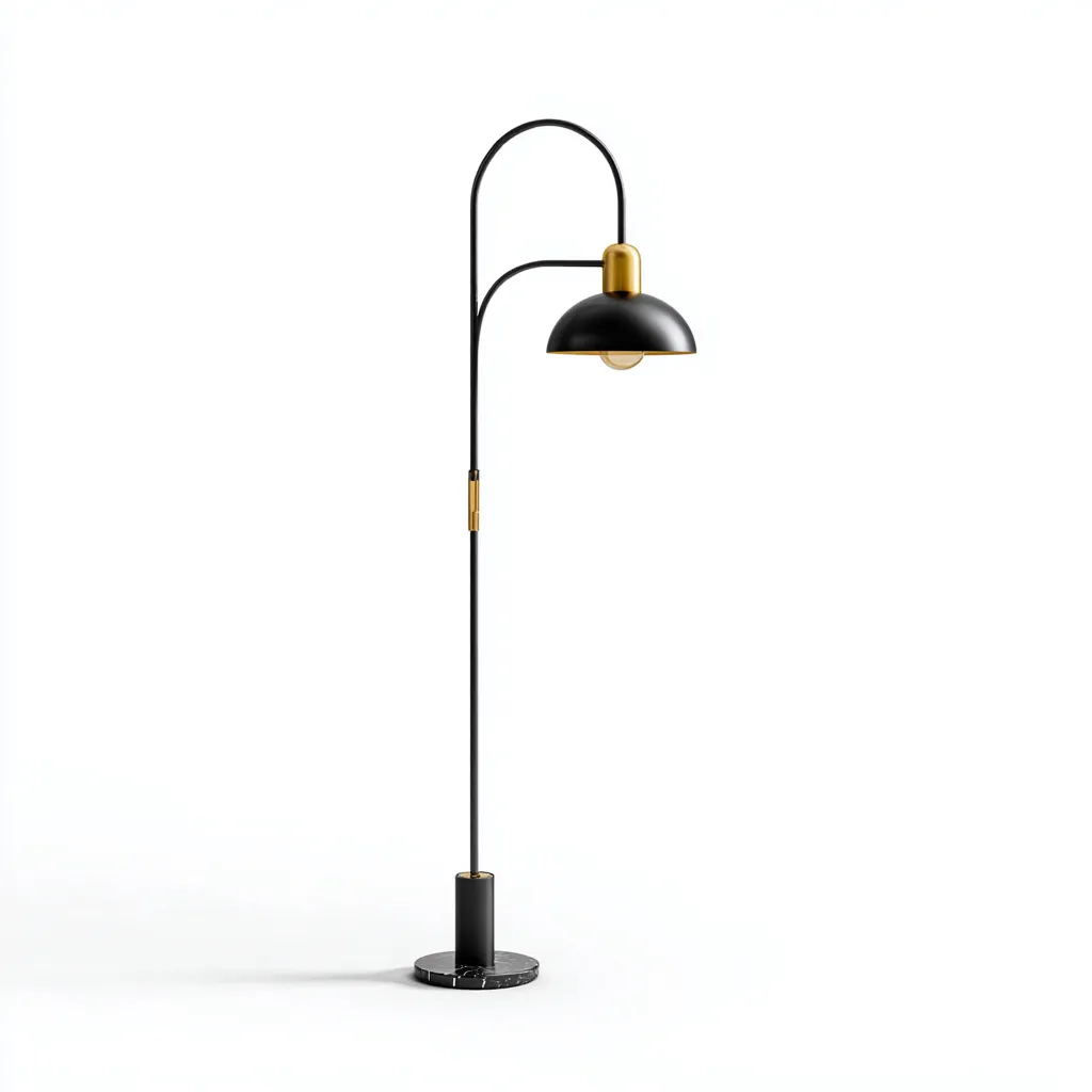 Lampara de pie metal marmol 165x28 cm - negro - adecuada para salon - dormitorio - diseño moderno-Nestupyard