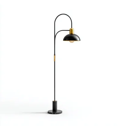 Lampara de pie metal marmol 165x28 cm - negro - adecuada para salon - dormitorio - diseño moderno-Nestupyard