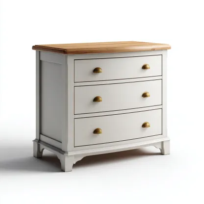 Mesita de noche madera 75x40x80 cm - blanco - roble - tres cajones - apta para dormitorio - diseño clásico-Nestupyard