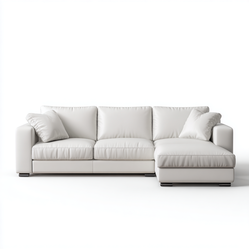 Sofá rinconero piel sintética 282x168x87 cm blanco diseño moderno para sala de estar-Nestupyard