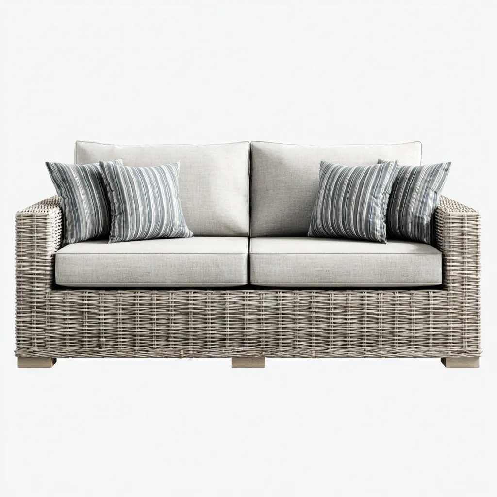 Sofá de jardín ratán 198x86x88 cm - gris claro - apto para exterior - diseño contemporáneo-Nestupyard