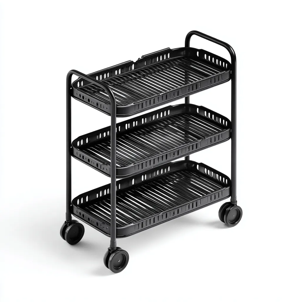 Carrito de cocina metal 45x25x75 cm - negro - apto para cocina - estantes abiertos-Nestupyard