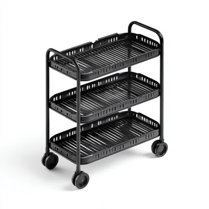 Carrito de cocina metal 45x25x75 cm - negro - apto para cocina - estantes abiertos-Nestupyard