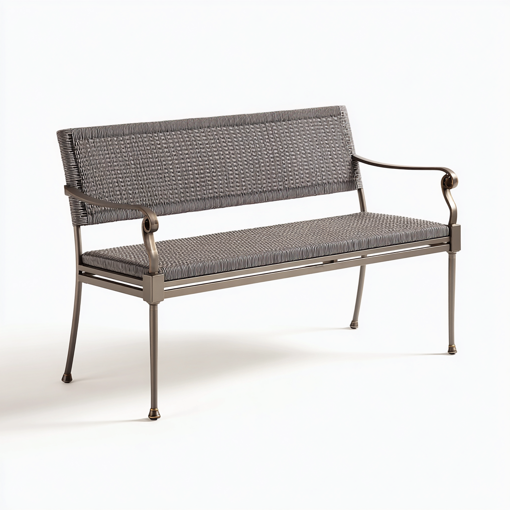 Banco de jardín ratán metal 134x55x88 cm - gris - estilo elegante adecuado para exteriores y jardín-Nestupyard