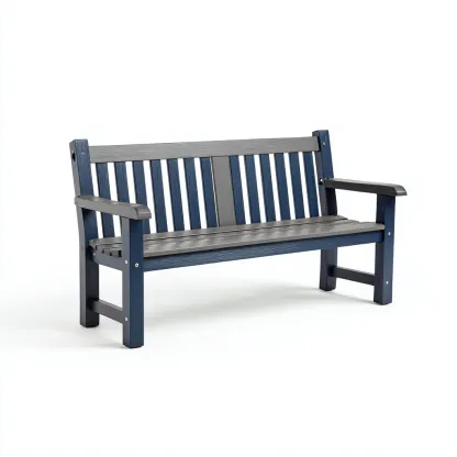 Banco de jardín madera sintética 135x58x90 cm - gris - azul - estilo clásico adecuado para exteriores y jardín-Nestupyard