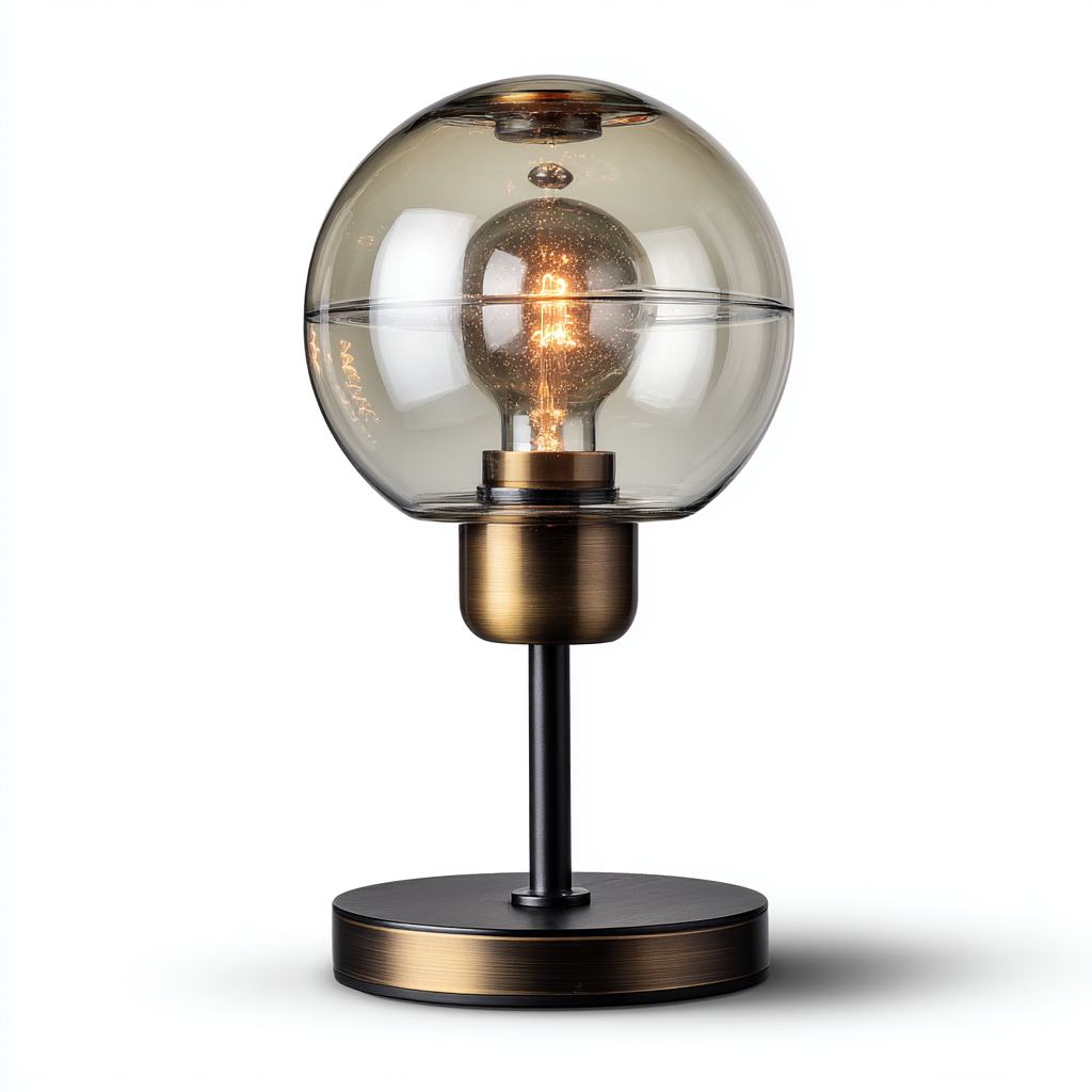 Lámpara de mesa metal y vidrio 25x25x38 cm - bronce - negro - estilo moderno para dormitorio y salón-Nestupyard