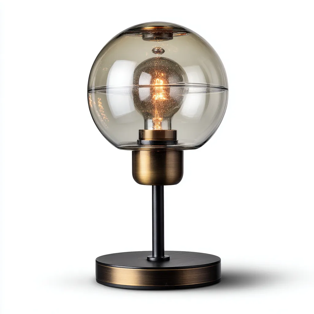 Lámpara de mesa metal y vidrio 25x25x38 cm - bronce - negro - estilo moderno para dormitorio y salón-Nestupyard