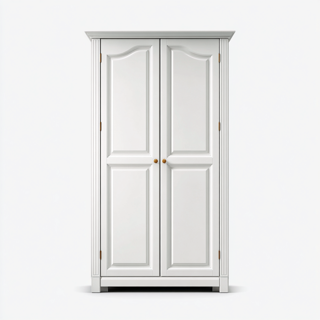 Armario clásico blanco con puertas molduradas 104x58x191 cm - Blanco - Para dormitorio - Diseño clásico-Nestupyard