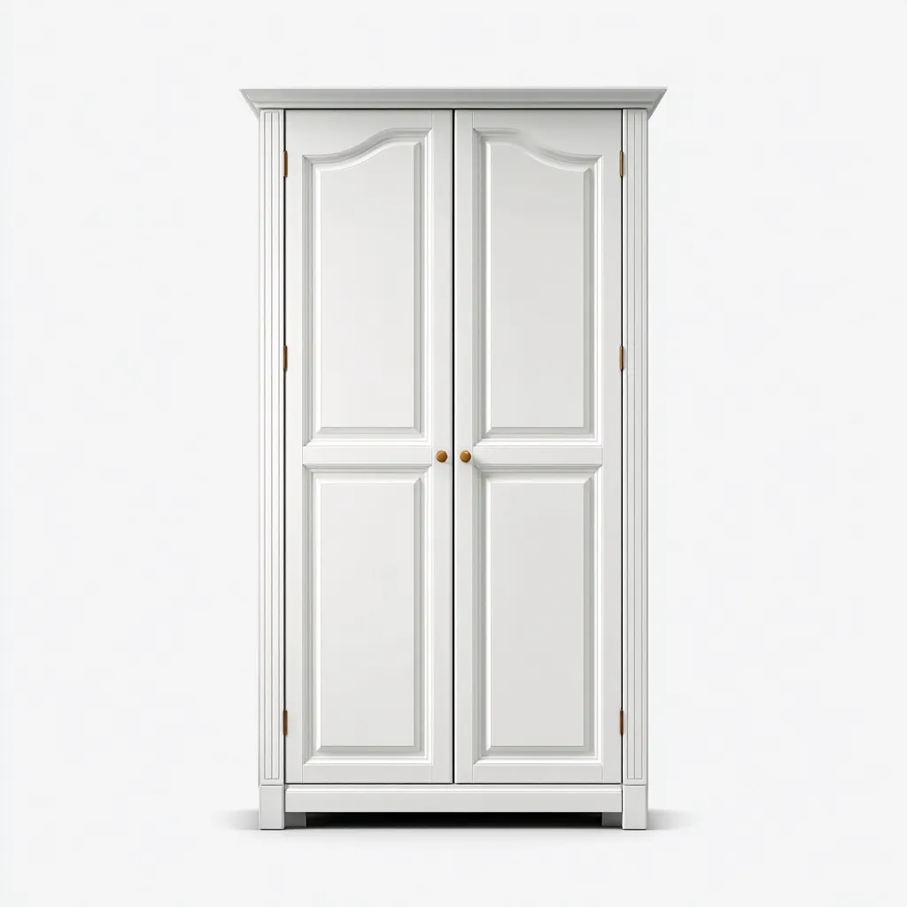 Armario clásico blanco con puertas molduradas 104x58x191 cm - Blanco - Para dormitorio - Diseño clásico-Nestupyard