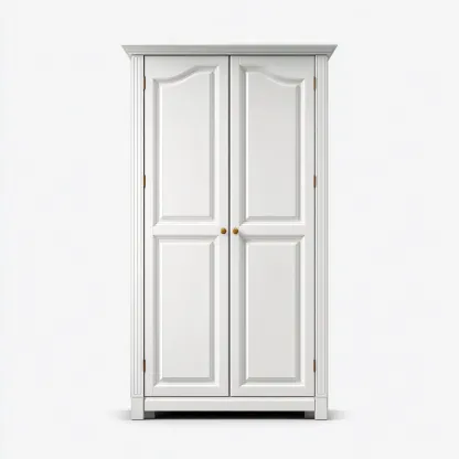 Armario clásico blanco con puertas molduradas 104x58x191 cm - Blanco - Para dormitorio - Diseño clásico-Nestupyard