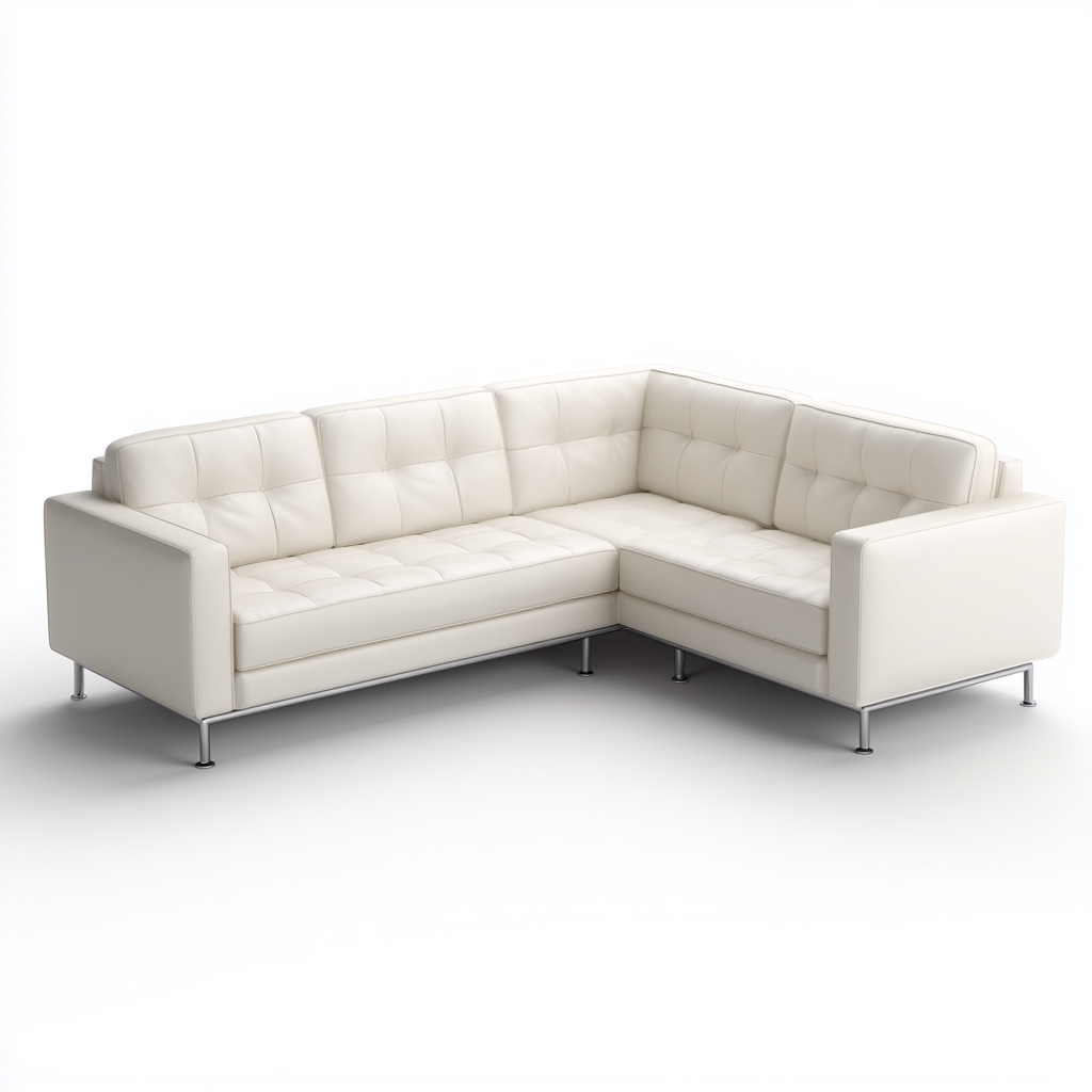 Sofá rinconero piel sintética 281x172x86 cm blanco diseño moderno para sala de estar-Nestupyard