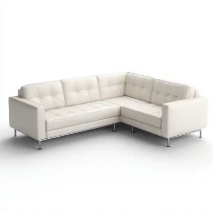 Sofá rinconero piel sintética 281x172x86 cm blanco diseño moderno para sala de estar-Nestupyard