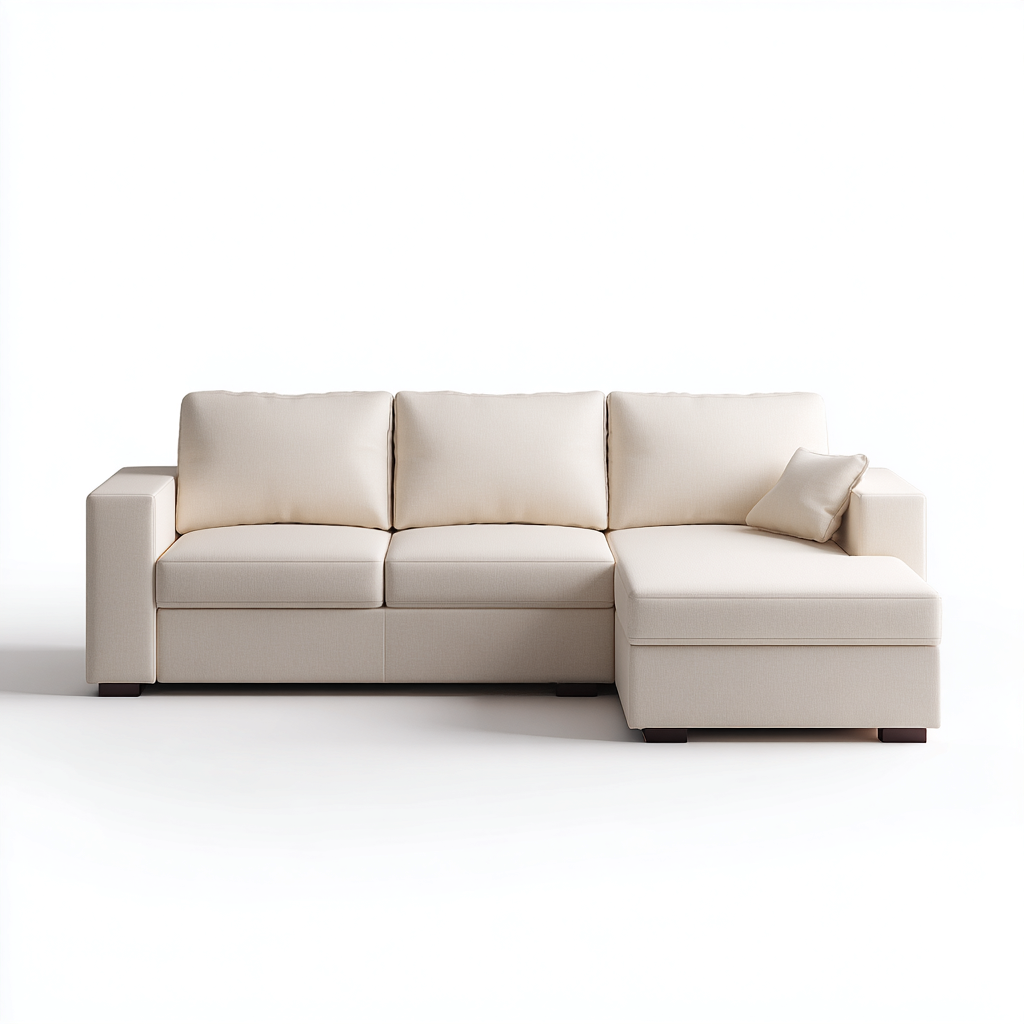 Sofá rinconero tela 265x161x84 cm blanco diseño moderno para sala de estar-Nestupyard