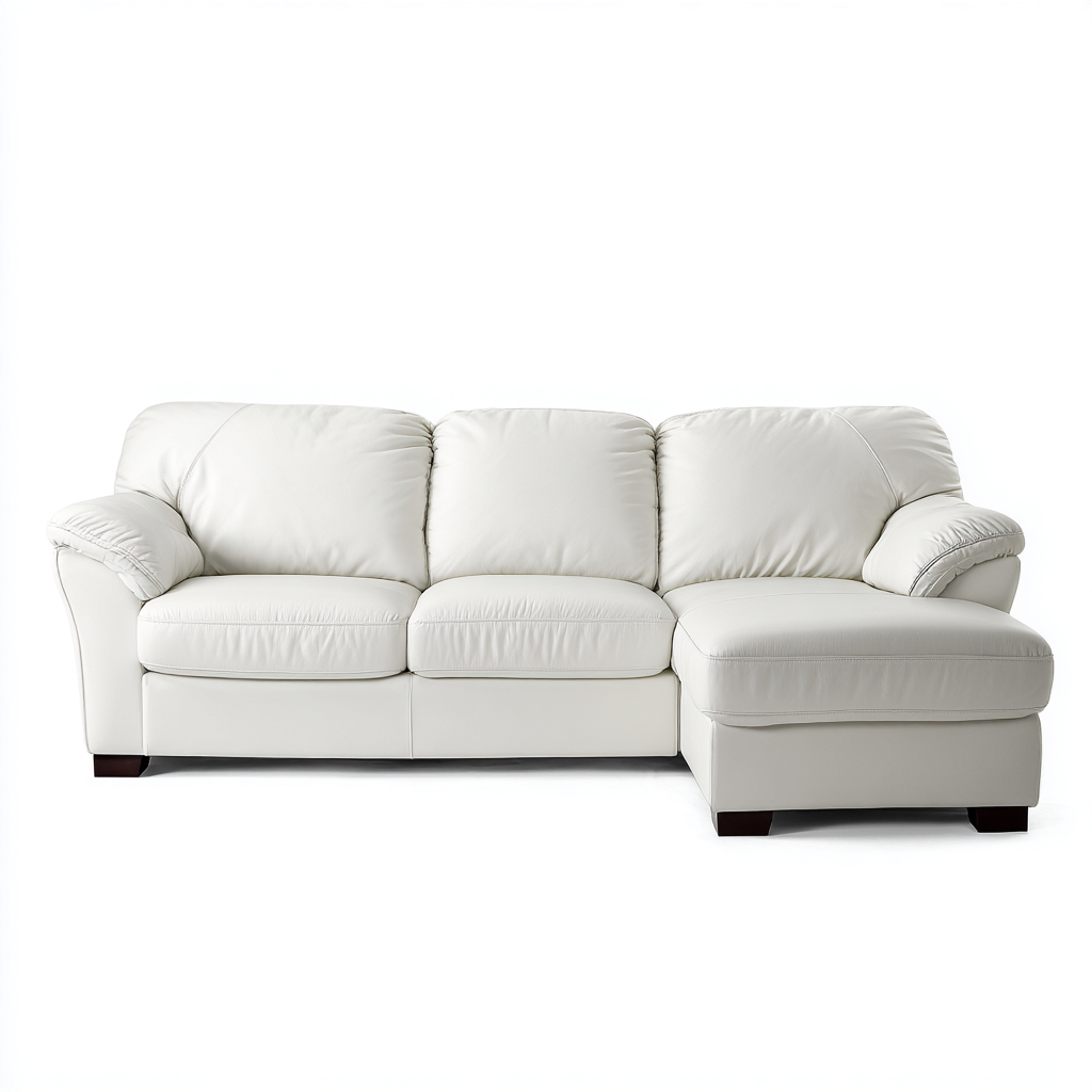 Sofá rinconero piel sintética 277x164x88 cm blanco diseño clásico moderno para sala de estar-Nestupyard