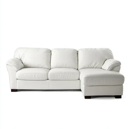 Sofá rinconero piel sintética 277x164x88 cm blanco diseño clásico moderno para sala de estar-Nestupyard