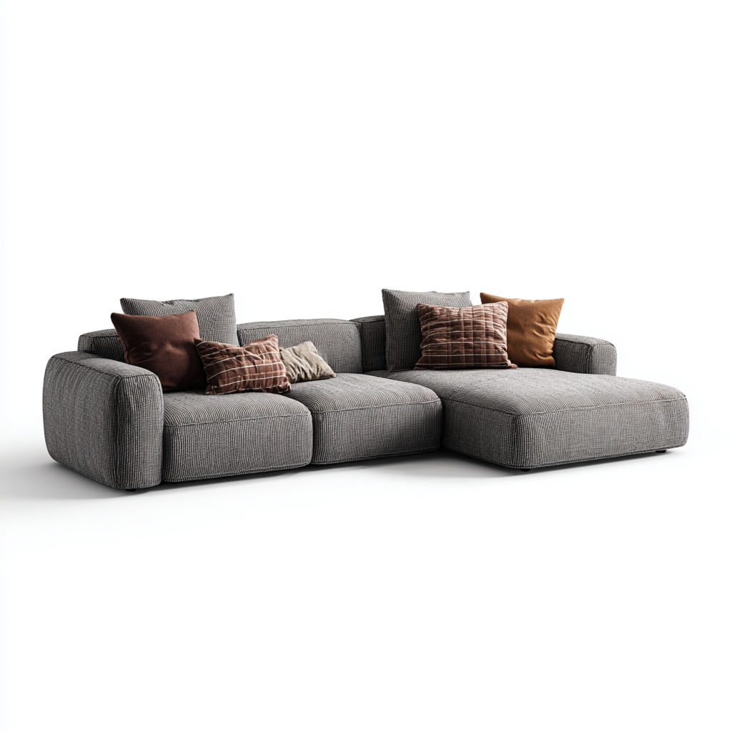 Sofá rinconero tapizado tela 285x185x82 cm - gris - diseño moderno para salón-Nestupyard